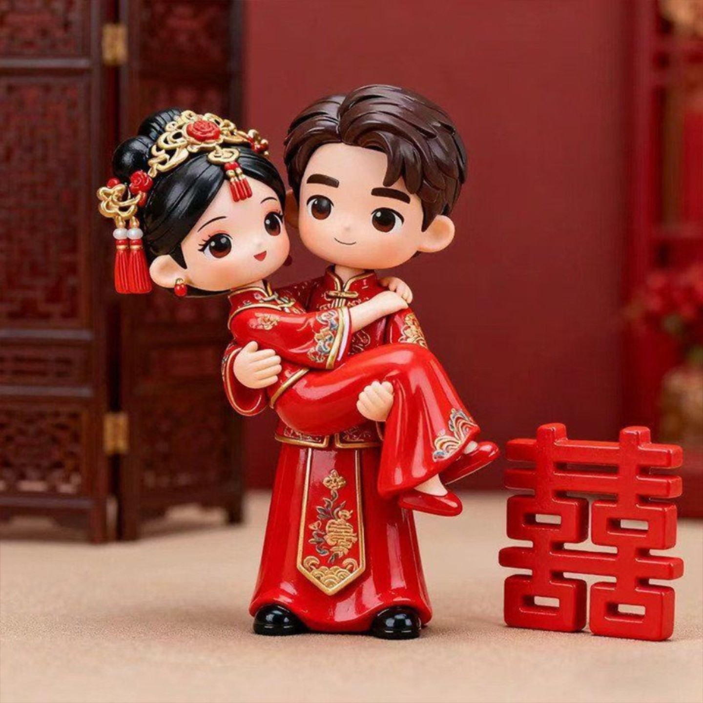 新婚摆件结婚礼物送新人新娘新郎手办情侣婚房装饰品中式婚庆娃娃,家居饰品,桌面摆件,淘宝优惠券,粉丝福利购,淘宝优惠卷