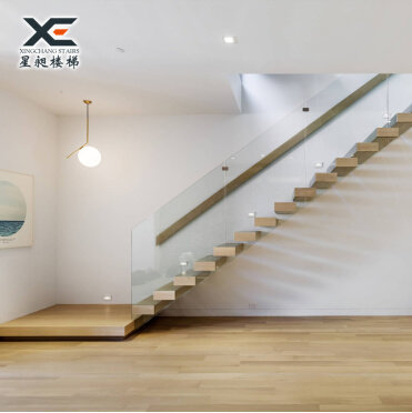 悬浮楼梯整体别墅家用室内现代简直梁旋转约g复式钢木定制楼梯diy