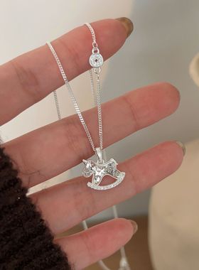 韩国韩版持恒S925纯银马上有钱项链女小众时尚设计感森系锁骨链潮
