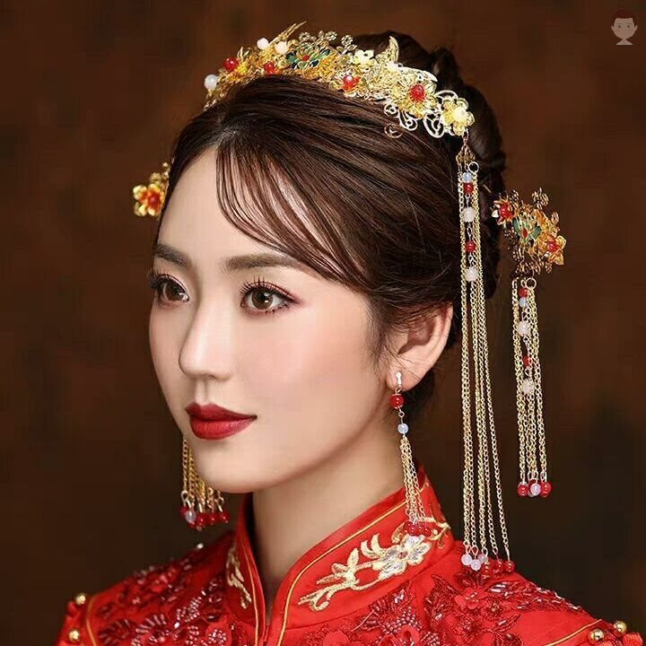 秀禾服婚礼饰品复古古装和秀禾新娘头饰服结婚新娘发造型新娘妆盘