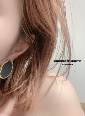 【Neverstop】纯银气质纯黑不规则线条感一片式耳环耳饰女