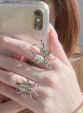 甜糖 个性蝴蝶开口戒指女ins潮小众设计师高级感网红冷淡风食指戒