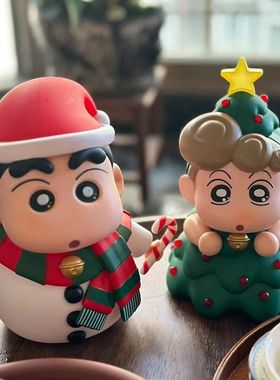 蜡笔小新手办雪人小新小葵可爱玩偶公仔少女心桌面摆件礼物圣诞