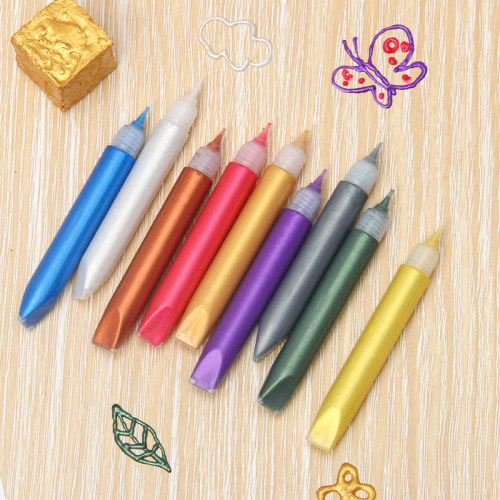 10色】3D金色立体勾线笔diy手绘描边膏免烤金属陶瓷玻璃珠光防水