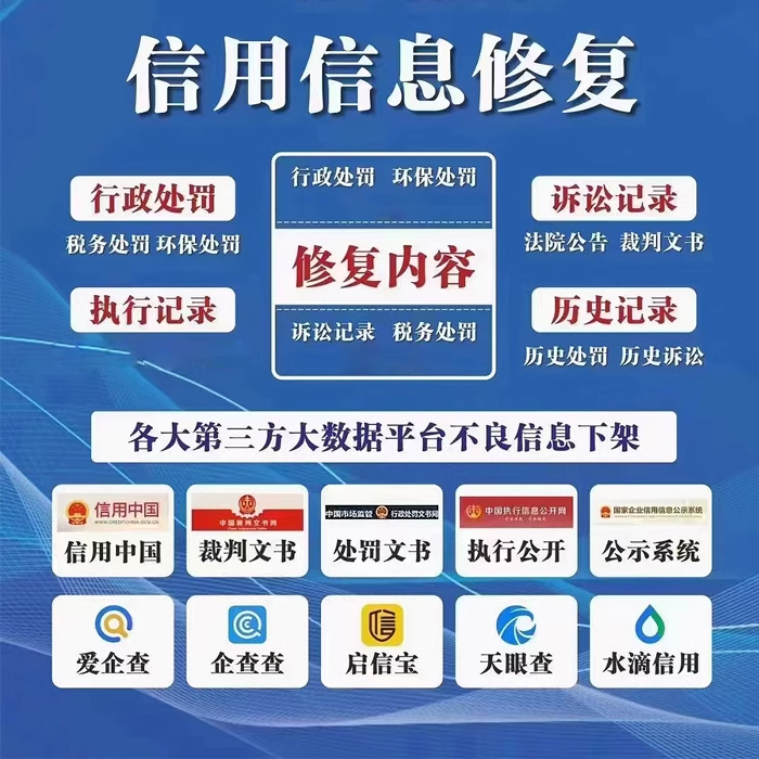 企业信用修复 裁判文书 信用中国行政处罚删除撤销下架