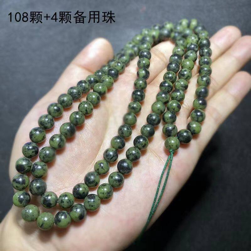 天然西藏藏玉手链项链108颗藏宝药王石佛珠手串蛇纹石玉陨石手饰