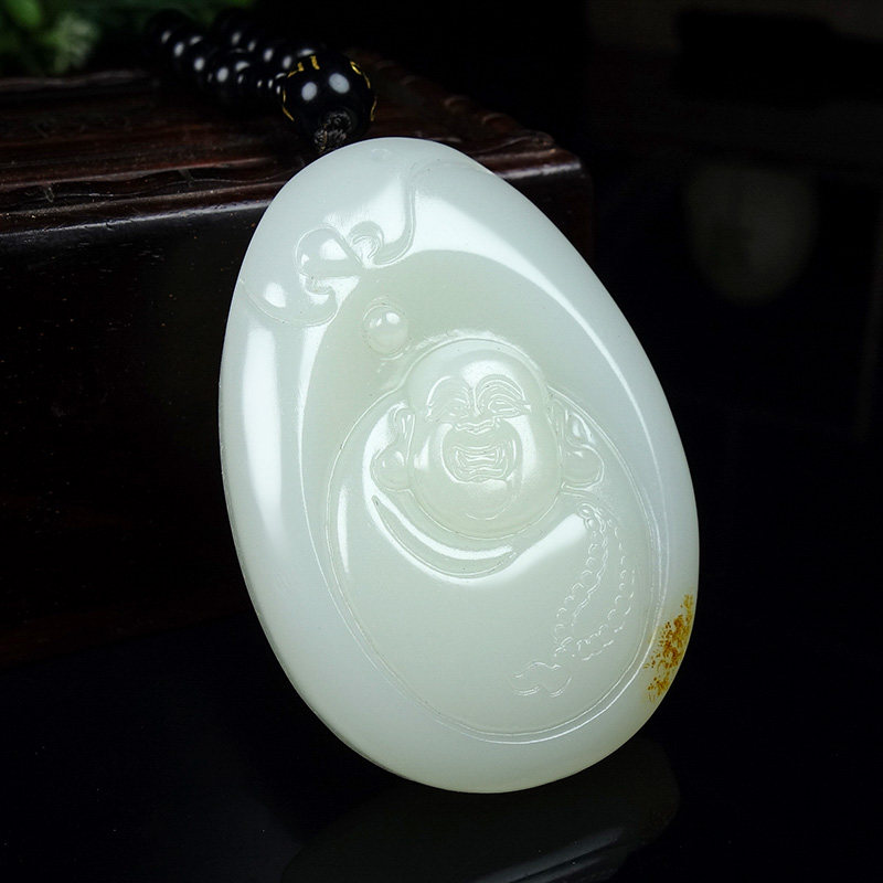 男女款羊脂白玉笑佛项链籽料原石