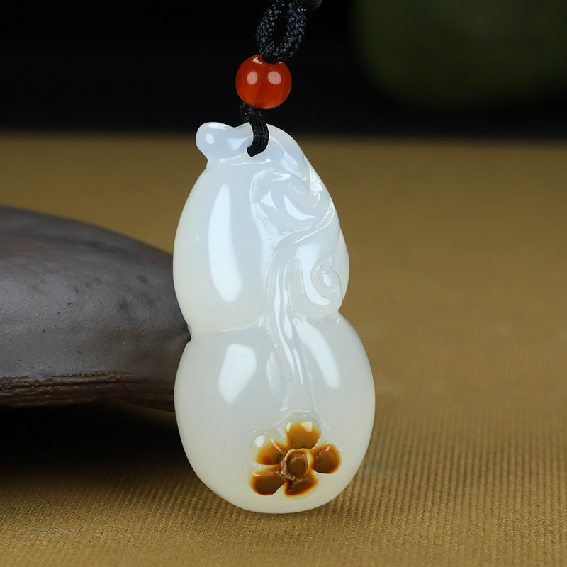 和田玉葫芦把件手玩件俏色玉髓立体福禄寿挂件招财葫芦玉坠把玩件