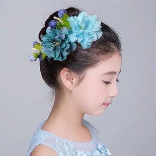 女童配饰仿真茶花玫瑰花发夹儿童舞蹈舞台表演演出头花头饰饰品花