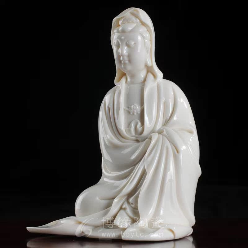 德化陶瓷观音菩萨佛像办公客厅佛堂宗教供奉工艺品摆件 白衣观音