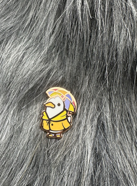 可爱动物撑伞鸭送好友送闺蜜装饰背包金属徽章