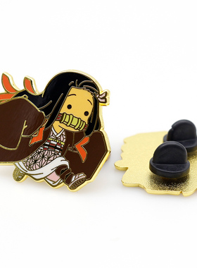 卡通t恤胸针防走光动漫周边鬼灭之刃灶门祢豆子别针书包金属徽章