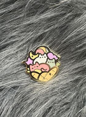 可爱猫咪叠叠乐雪糕装饰送朋友卡通动物金属徽章
