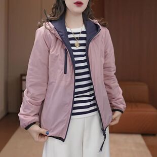 女士秋冬夹棉两面穿外套时尚百搭棉袄妈妈装冬季宽松显瘦休闲棉衣