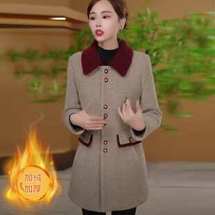 妈妈装冬季时尚加绒保暖棉衣宽松显瘦外套中老年女士秋冬百搭大衣