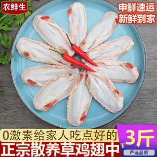 鸡翅中 农家散养现杀草鸡翅3斤粮食喂养无抗无激素烧烤食材生鸡肉