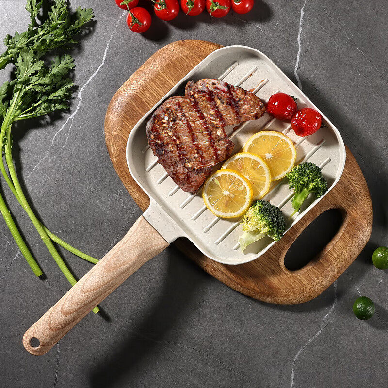 牛排煎锅条纹煎牛扒专用不粘平底锅燃气灶电磁炉通用煎鱼煎鸡蛋锅