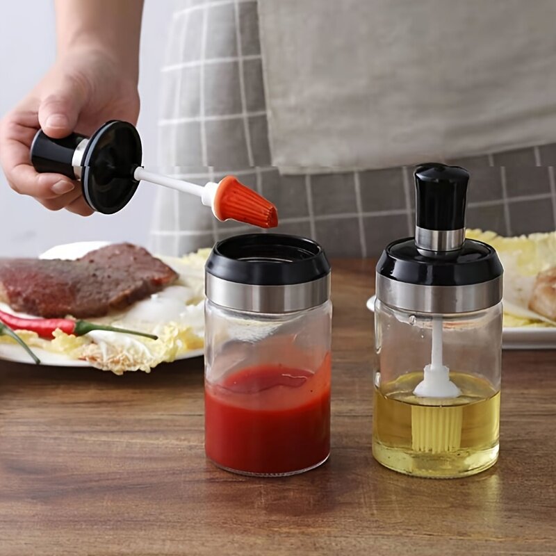 家用烘焙硅胶油刷带瓶耐高温烧烤刷油刷子厨房烙饼硅胶刷小油瓶