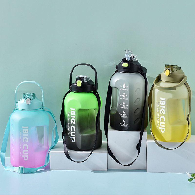 新款网红渐变大容量水杯运动双饮弹跳水壶健身男女生顿顿桶太空杯