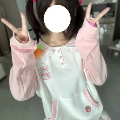 现货日系可爱软萌小兔子耳朵卫衣