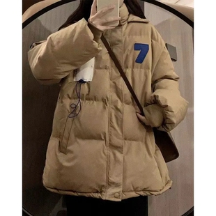 棉衣女款雾霾蓝冬季慵懒风设计感加厚保暖连帽防寒棉服宽松外套女