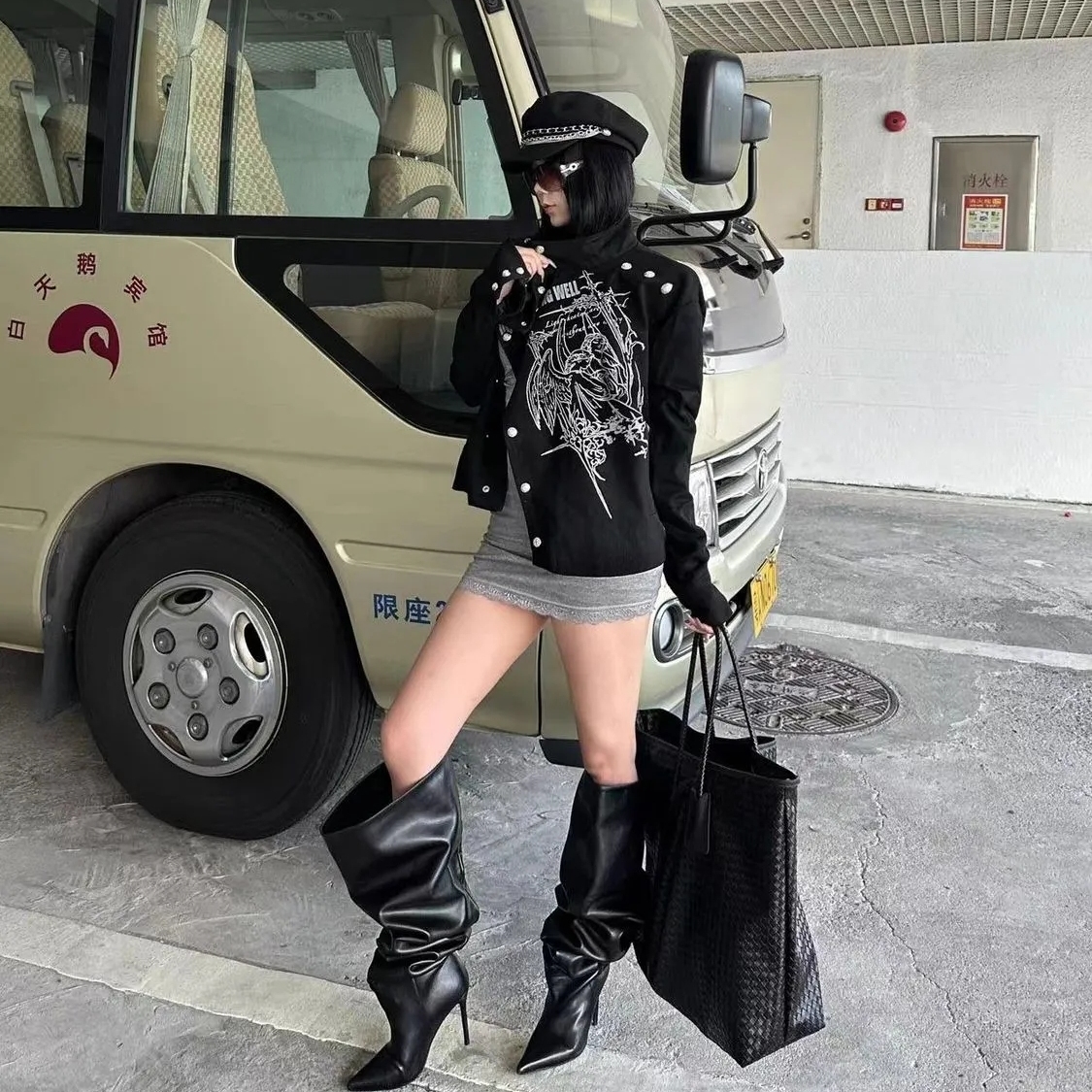 现货亚文化设计立领金属排扣卫衣