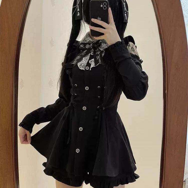 洛丽塔制服套装初中生哥特病娇少女万圣节萝莉短裙暗黑系cos服装