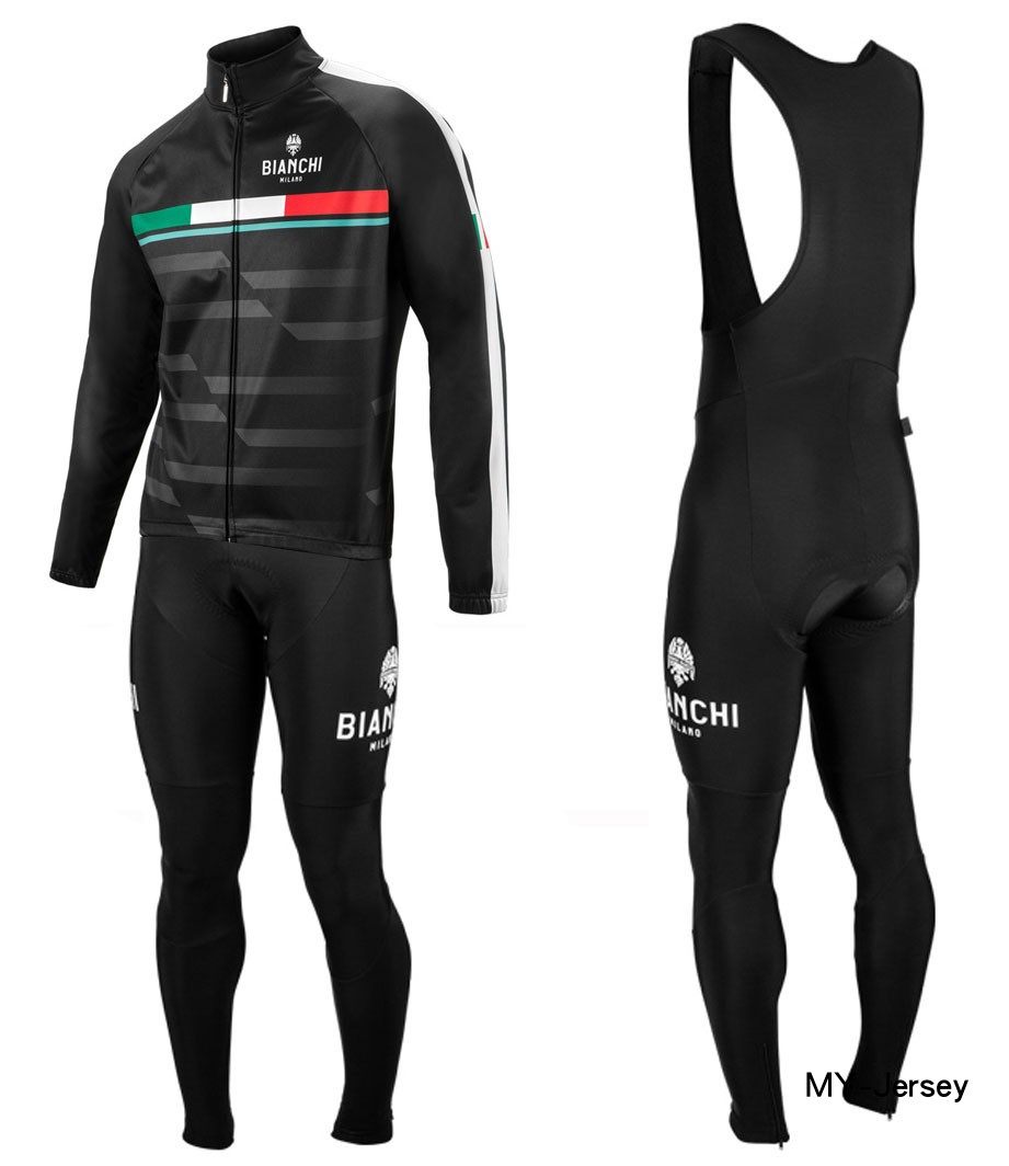 2021新款 Bianchi 比安奇 自行车秋冬款长袖骑行服背带长裤男女款