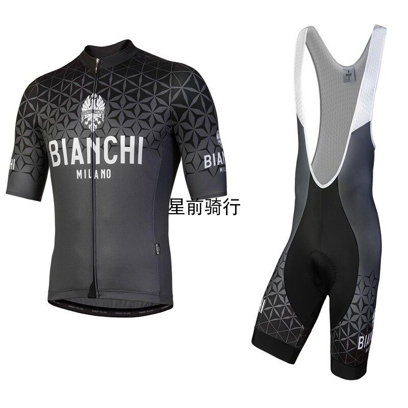 2023新款BIANCHI 夏季骑行服男女款短袖和背带短裤自行车服单车衫