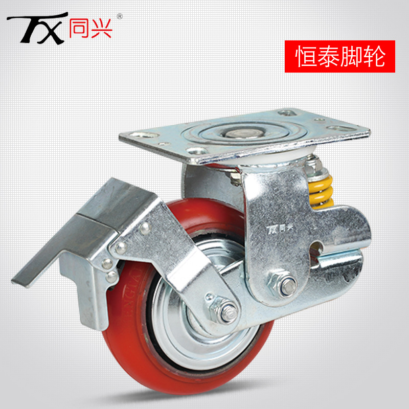 同兴牌厂家直销6-8英寸工装车物流设备用B型减震聚氨酯万向脚轮