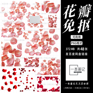 可商用免抠png素材散落花瓣元素 ps饭圈美工设计橙光文游合成后期