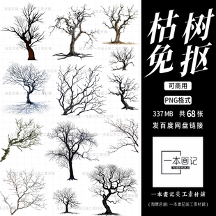 可商免抠png 枯树造型古树老树枯木树枝树干素材 饭圈美工Ps设计