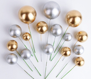 金球银球蛋糕装饰插件网红创意彩色小圆球5个装生日烘焙摆件配件