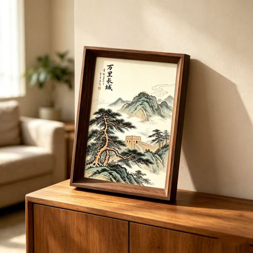 新中式万里长城江山多娇书法摆件