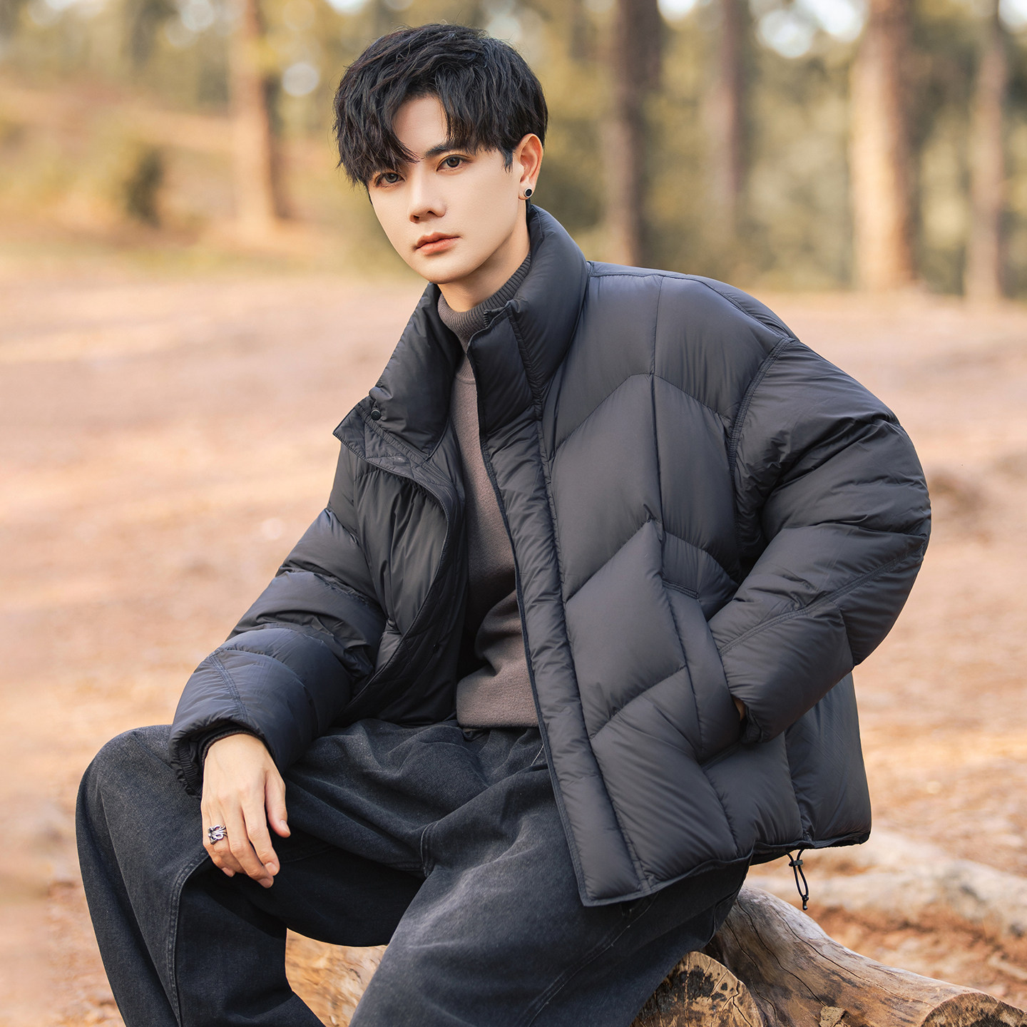 新国标90绒泡芙羽绒服男2025新款高级立领短款加厚保暖面包服外套,男装,羽绒服,淘宝优惠券,粉丝福利购,淘宝优惠卷