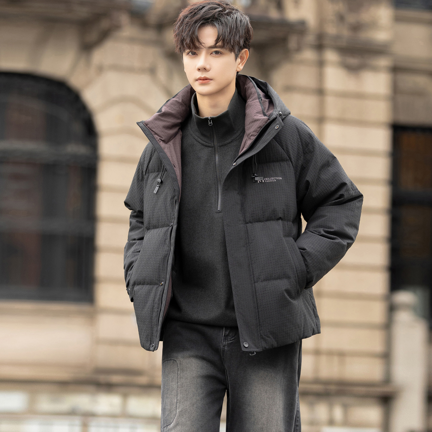 爆款短款连帽羽绒服男冬季新款2025加厚保暖时尚高级感羽绒男外套
