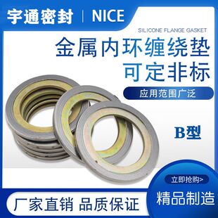 内环金属缠绕垫 凹凸法兰专用高温高压金属垫片B型碳钢金属垫0221