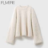 ZZ0911079 U型帽 圆领廓形毛衣 嵿级79%ALPACA羊驼毛 钱币扣开衫