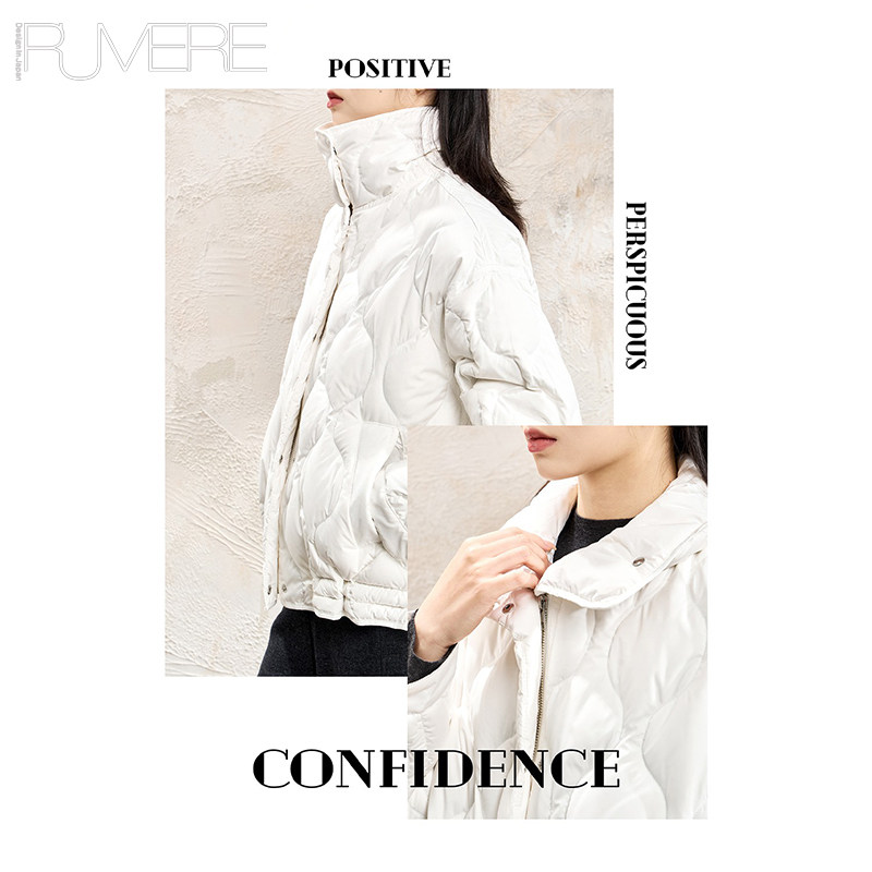 戎美【YR0801416】秋冬日本功能羽绒料/廓形菱格短款鹅绒羽绒服