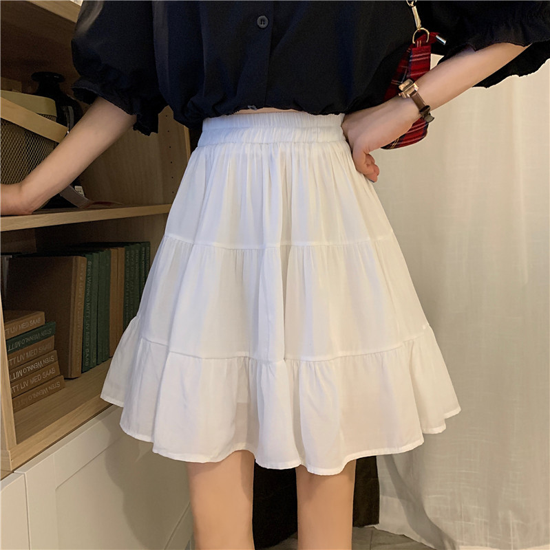 夏季白色雪纺半身裙子女装2025年新款小个子高腰a字百褶短裙裤裙