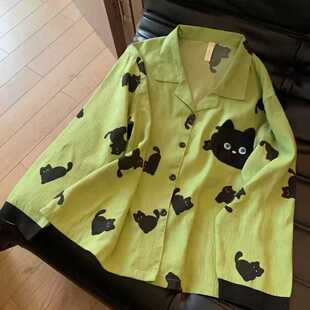 长裤 舒适家居可外穿 长袖 跨境pajamas云朵棉可爱猫咪春秋季