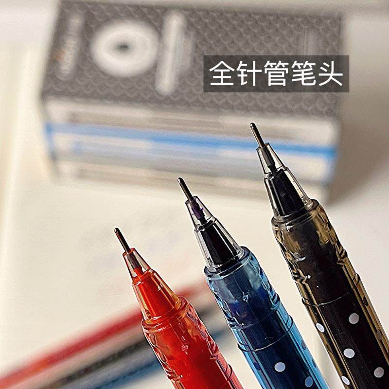 超时837中性笔红蓝黑色针管尖宝石头0.5mm多油墨一次性水性签字笔