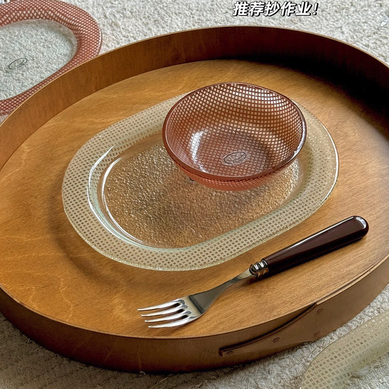 韩国冬日限定耐热玻璃椭圆盘