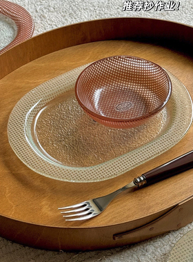 韩国eding耐热玻璃秋冬新色餐盘意面盘酸奶碗椭圆盘