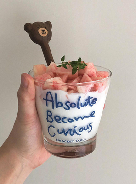 韩国代购bracket table字母玻璃杯酸奶杯甜品杯牛奶咖啡杯