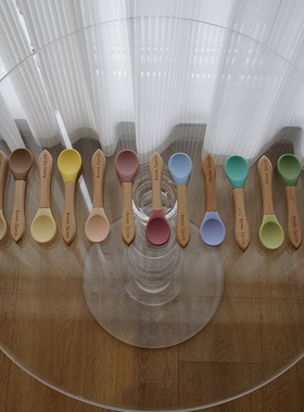 AE进口木彩色儿童硅胶勺 宠物餐勺拌粮不伤碗防刮花Aevan Epoch