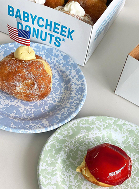 美国Crow Canyon韩国限定泼墨搪瓷马克杯麦片碗沙拉盘婴儿蓝薄荷