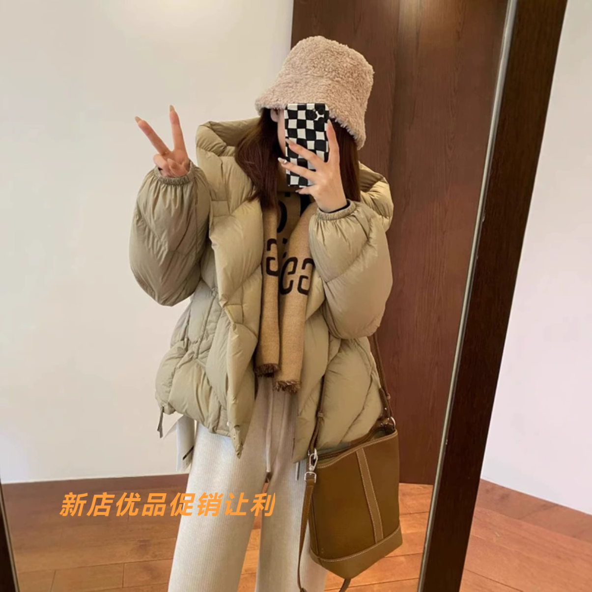 90白鹅绒云朵泡芙保暖鹅绒服连帽厚外套中长款羽绒服