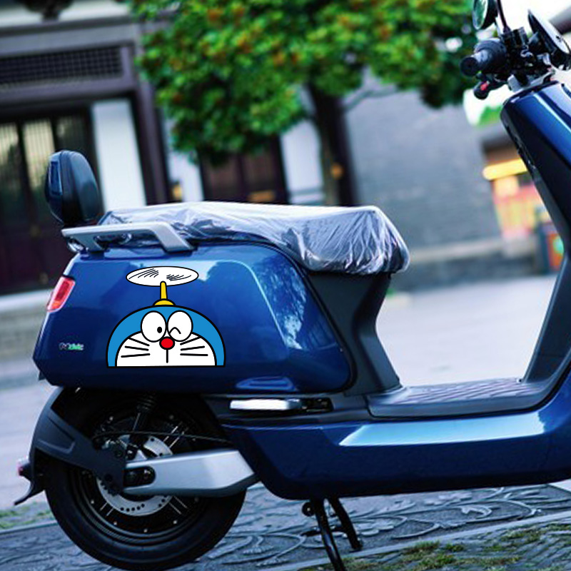 汽车哆啦a梦贴纸电动车划痕遮盖贴长条机器猫卡通装饰车身贴防水