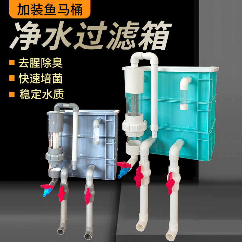 鱼缸周转箱鱼马桶庭院鱼池净水循环系统外置增氧滴流盒水族过滤器